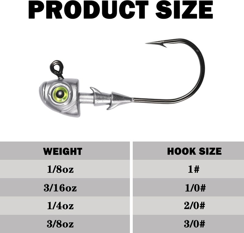 FISHCORNER Swimbait Jig Heads Fishing Jigs Swim Bait Jighead with Two Bait Keepers and 3D Eyes 1/8 3/16 1/4 3/8 1/2oz Jigheads Freshwater Saltwater Fishing - Image 4